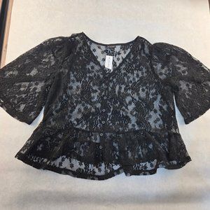 NWT Lane Bryant Black Lace Top 1X 14 16